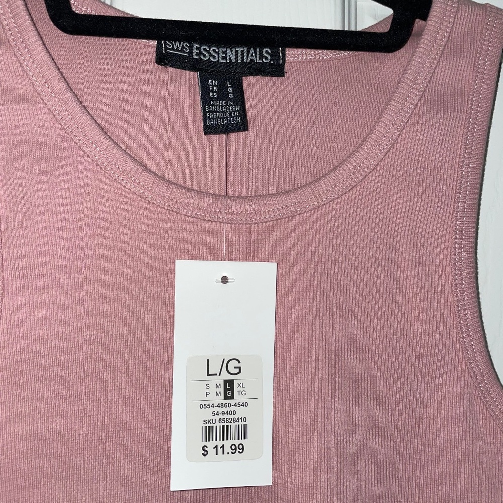 Light Pink Basic High Neck Ribbed Tank Top - Picture 2 of 3